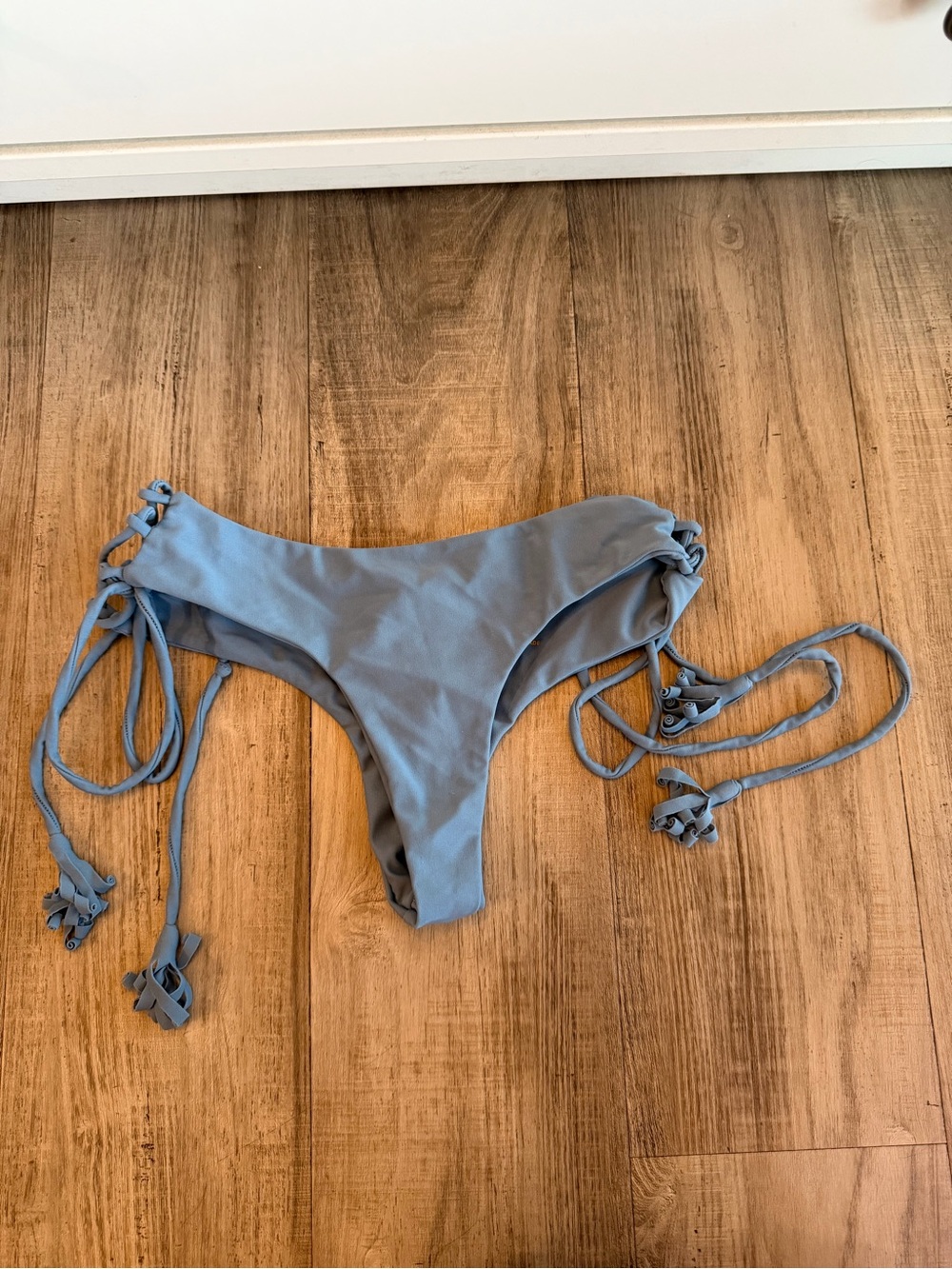 KAOHS Periwinkle Blue Braided Loop Tassel Cheeky Brazilian Bikini Bottom M EUC